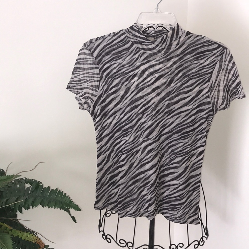 NY&Co mock neck zebra print top